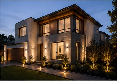 Residential home exterior lighting