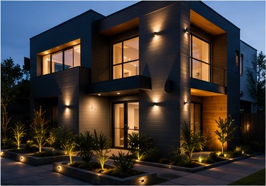 Renovated house exterior lighting